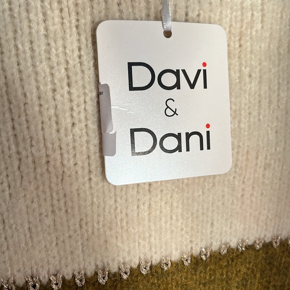 Davi & Dani Striped Oversized Sweater Olive Cream Burgundy 3X NWT - Picture 7 of 9
